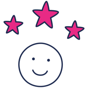 Smiling face and stars icon